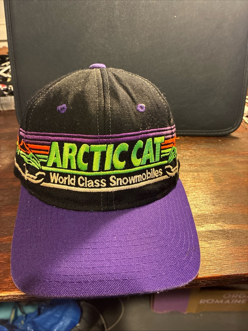 Men's Black & Purple Embroidered Snapback Hat